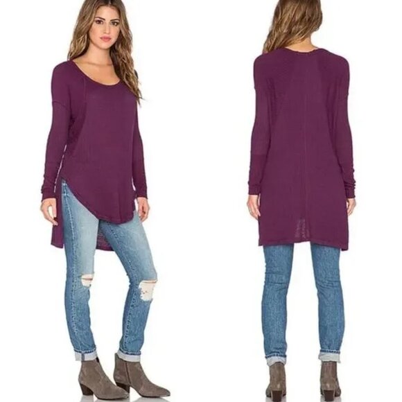 Free People | Ventura Waffle Knit Thermal Tee in African Violet	| Size Small - Picture 1 of 12